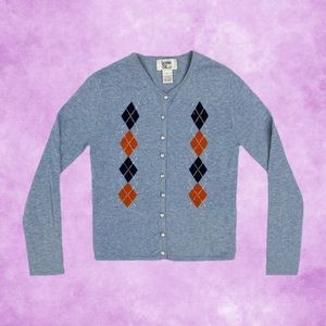 Baby blue argyle cardigan